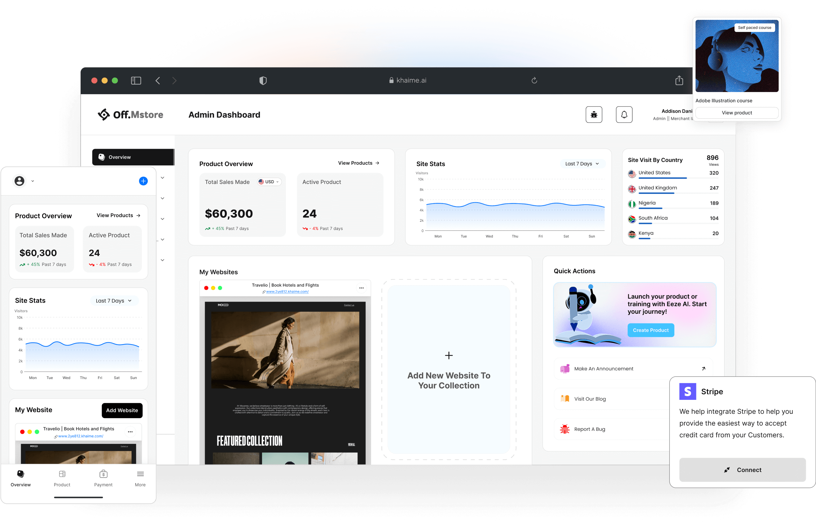 Khaime Platform Dashboard - Desktop View